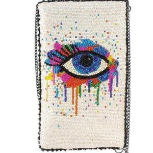 Mary Frances Eye Paint Beaded Crossbody Phone Bag